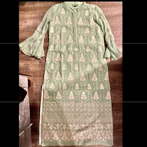 Mint Green with Pearls and White Sequin designs.